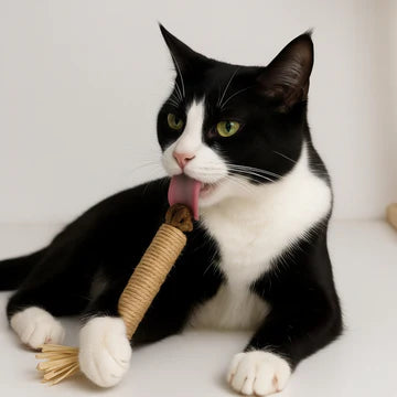 Cat enjoying a Caplio silvervine dental stick